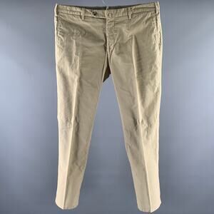 INCOTEX Size 36 Khaki Corded Cotton Zip Fly Casual Pants